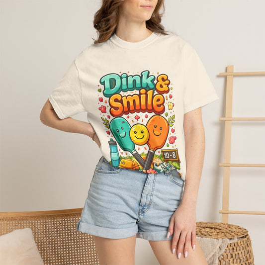 Dink & Smile Pickleball T-Shirt — Cute Paddle Characters Tee