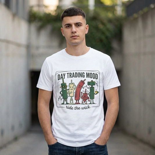 Day Trading Mood T‑Shirt — "Ride the Wick" Candlestick Trader Tee