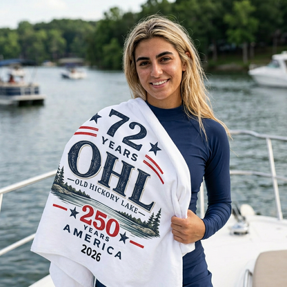 Old Hickory Lake 72 Years OHL Commemorative Beach Towel — 250 Years America 2026