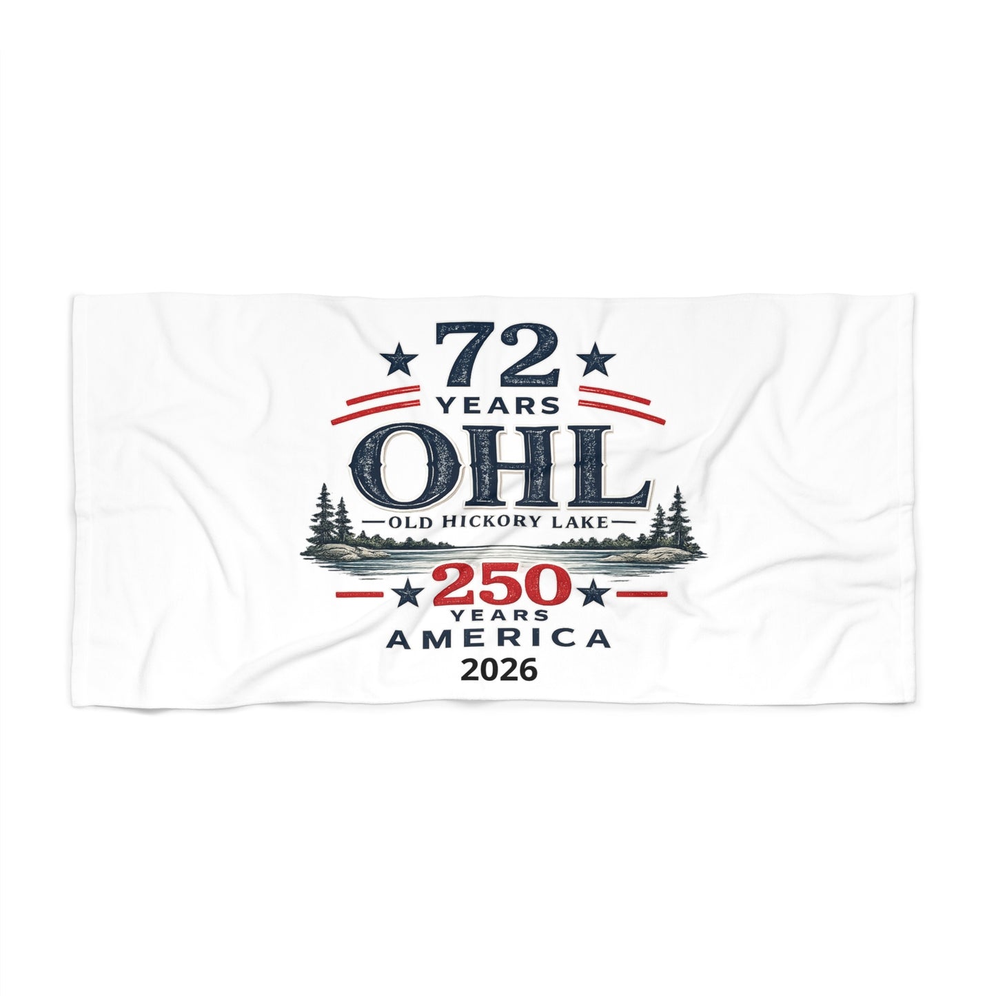 Old Hickory Lake 72 Years OHL Commemorative Beach Towel — 250 Years America 2026