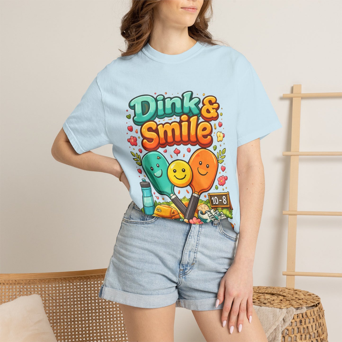 Dink & Smile Pickleball T-Shirt — Cute Paddle Characters Tee