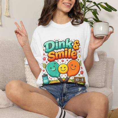 Dink & Smile Pickleball T-Shirt — Cute Paddle Characters Tee