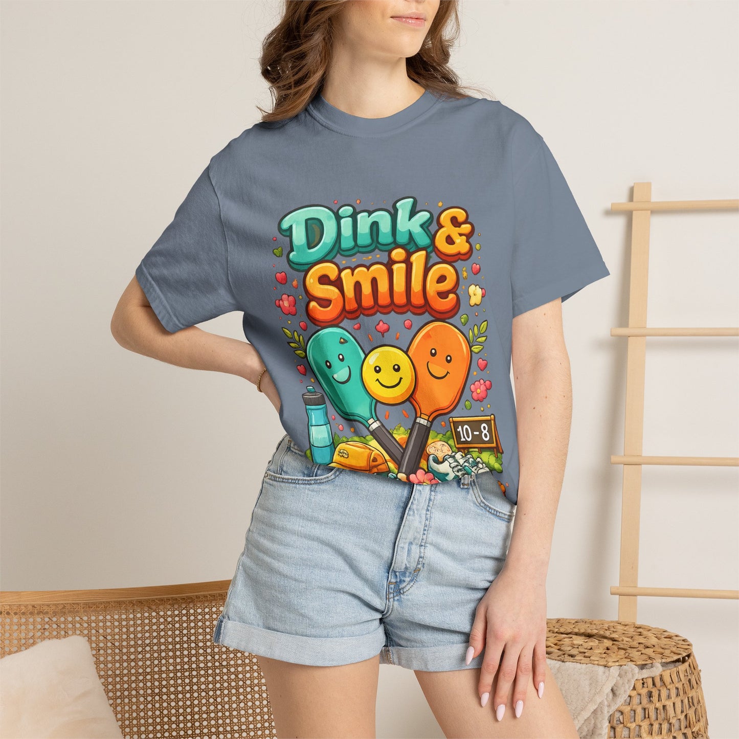 Dink & Smile Pickleball T-Shirt — Cute Paddle Characters Tee