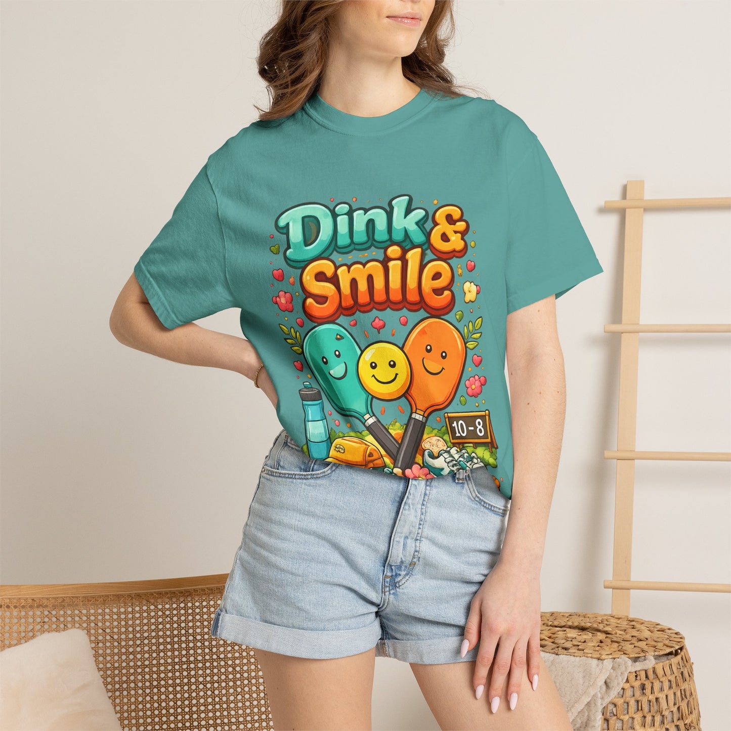 Dink & Smile Pickleball T-Shirt — Cute Paddle Characters Tee