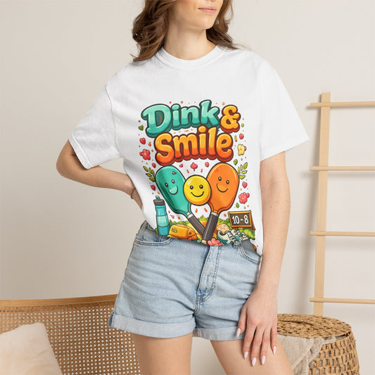 Dink & Smile Pickleball T-Shirt — Cute Paddle Characters Tee